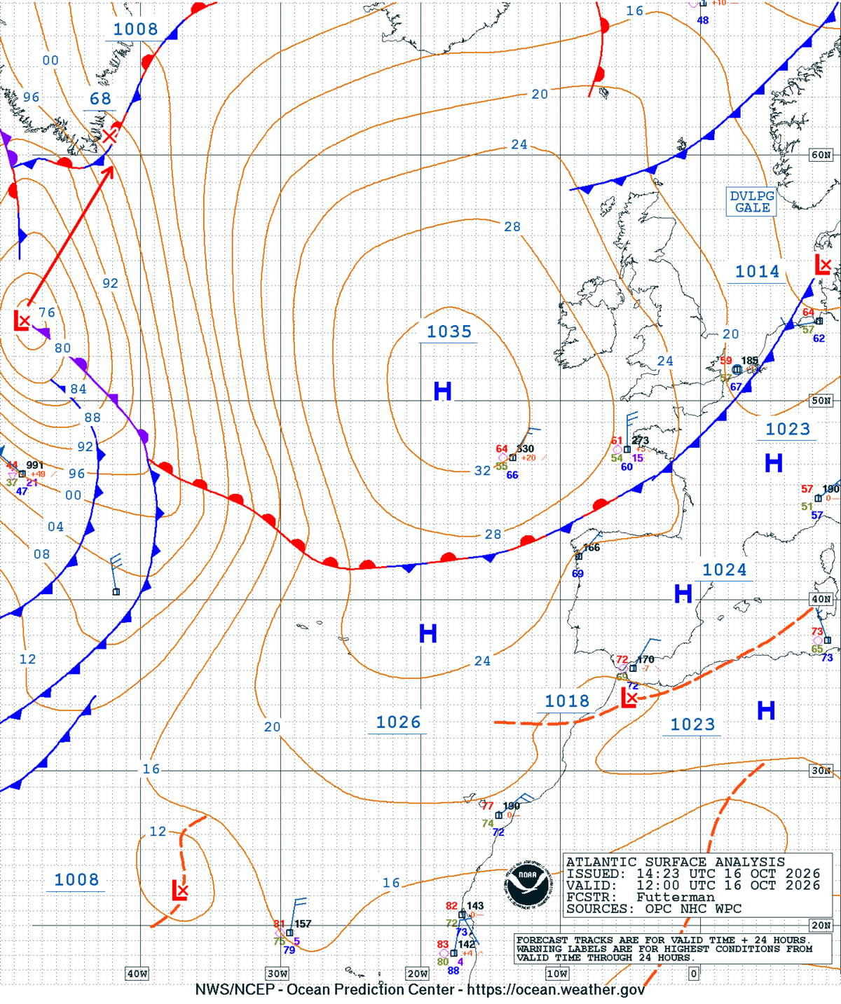 East Atlantic Surface Analysis