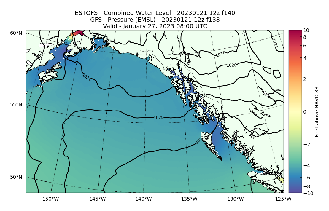 ESTOFS 140 Hour Total Water Level image (ft)