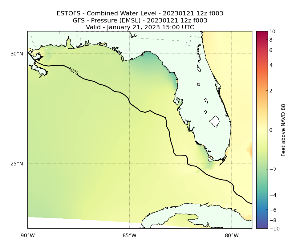 ESTOFS 3 Hour Total Water Level image (ft)