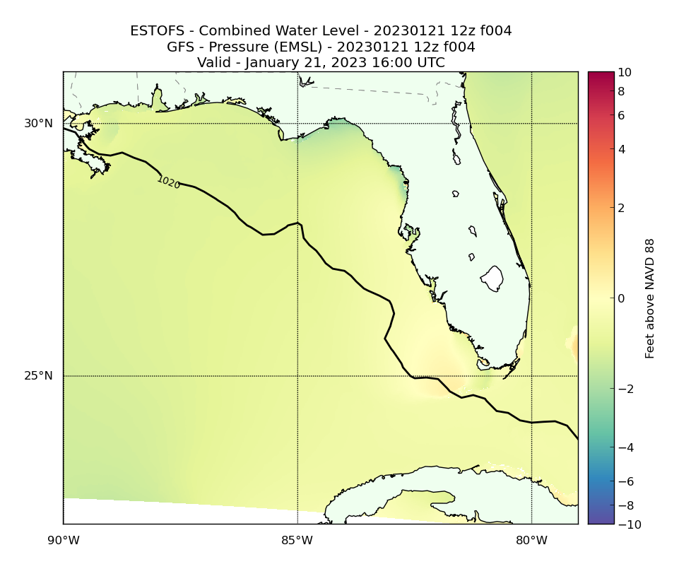 ESTOFS 4 Hour Total Water Level image (ft)