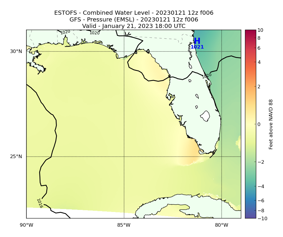 ESTOFS 6 Hour Total Water Level image (ft)
