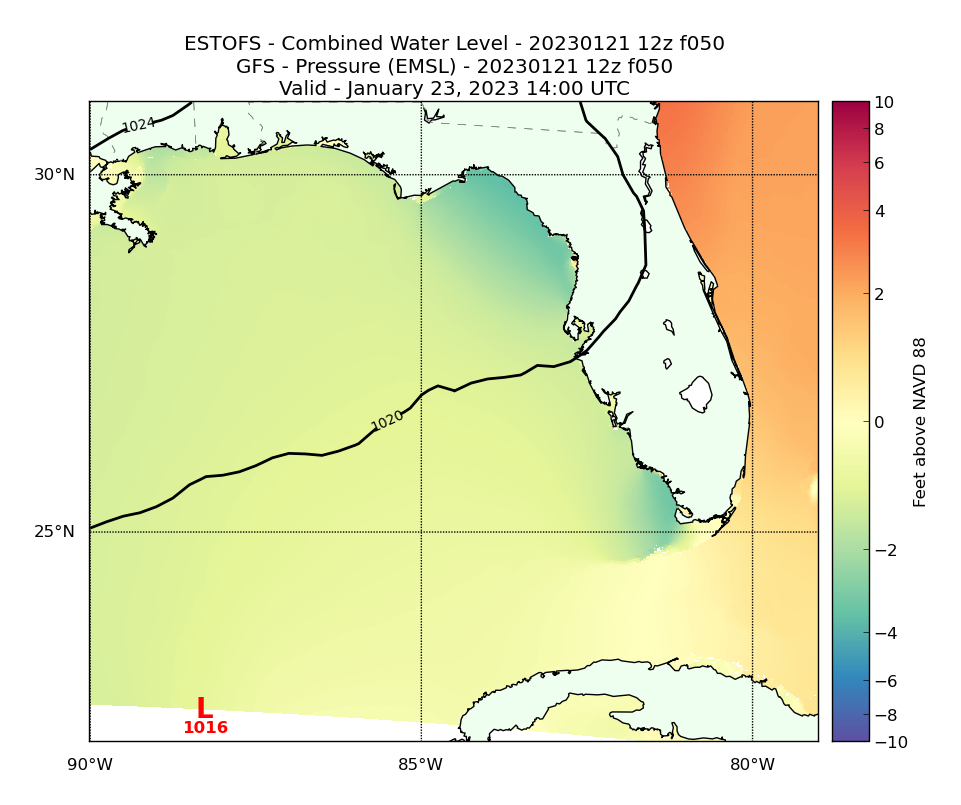 ESTOFS 50 Hour Total Water Level image (ft)