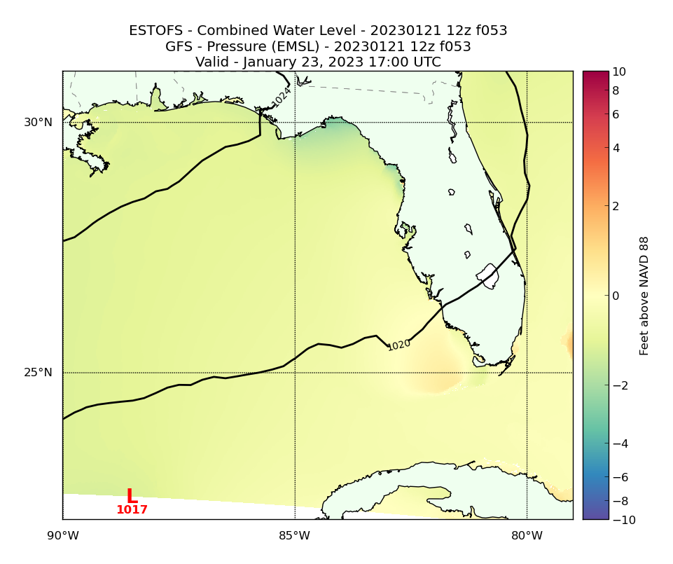 ESTOFS 53 Hour Total Water Level image (ft)