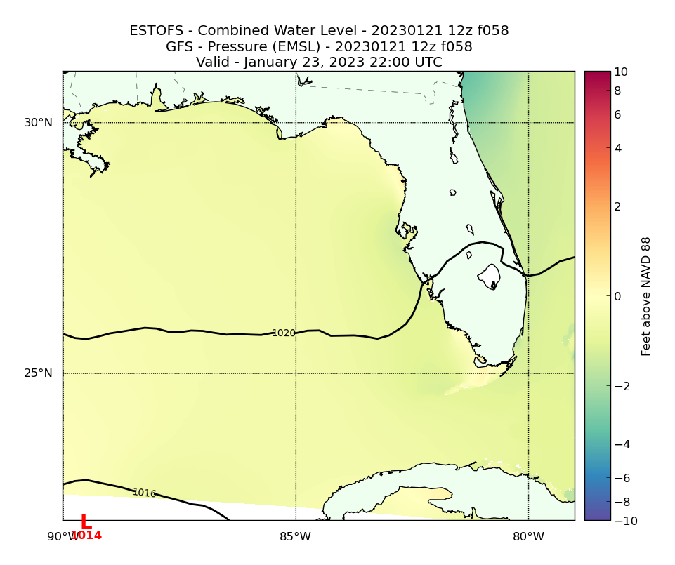 ESTOFS 58 Hour Total Water Level image (ft)