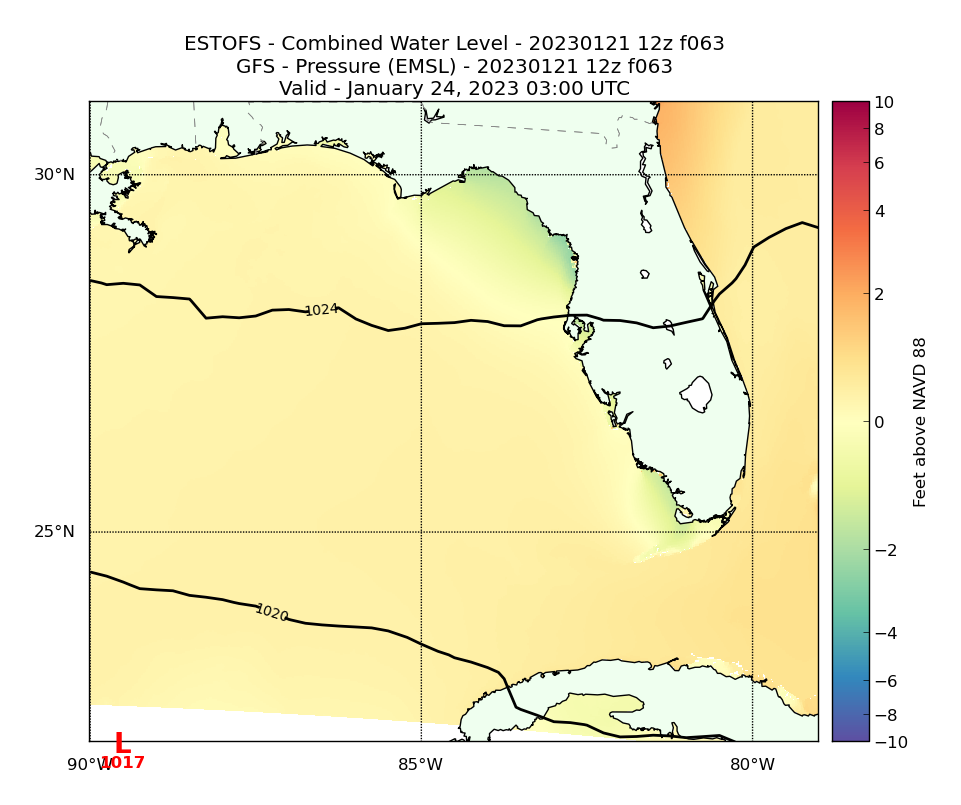 ESTOFS 63 Hour Total Water Level image (ft)