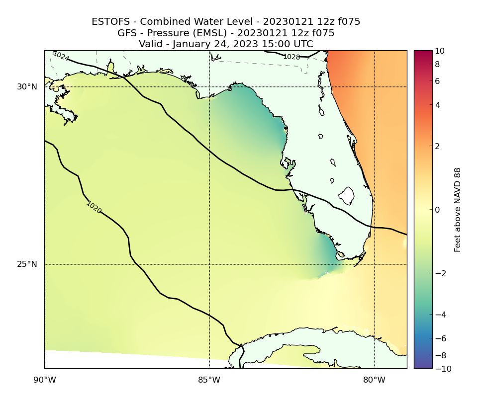 ESTOFS 75 Hour Total Water Level image (ft)
