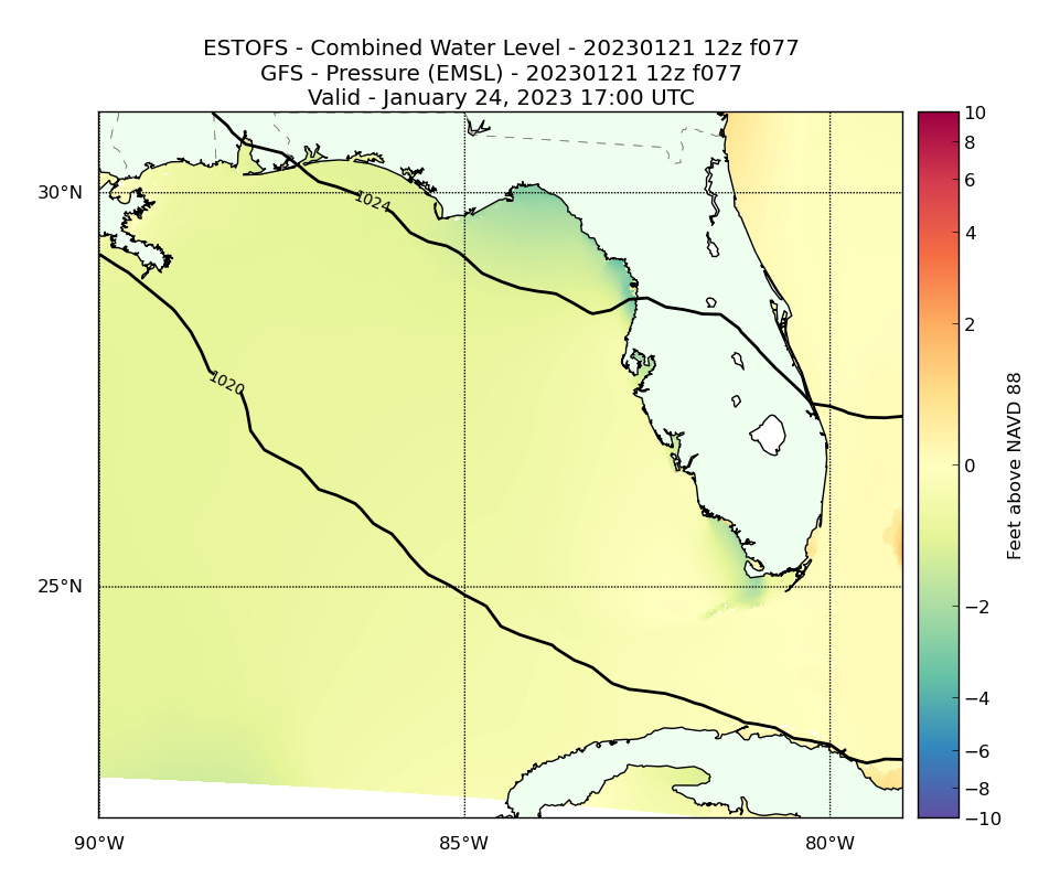 ESTOFS 77 Hour Total Water Level image (ft)
