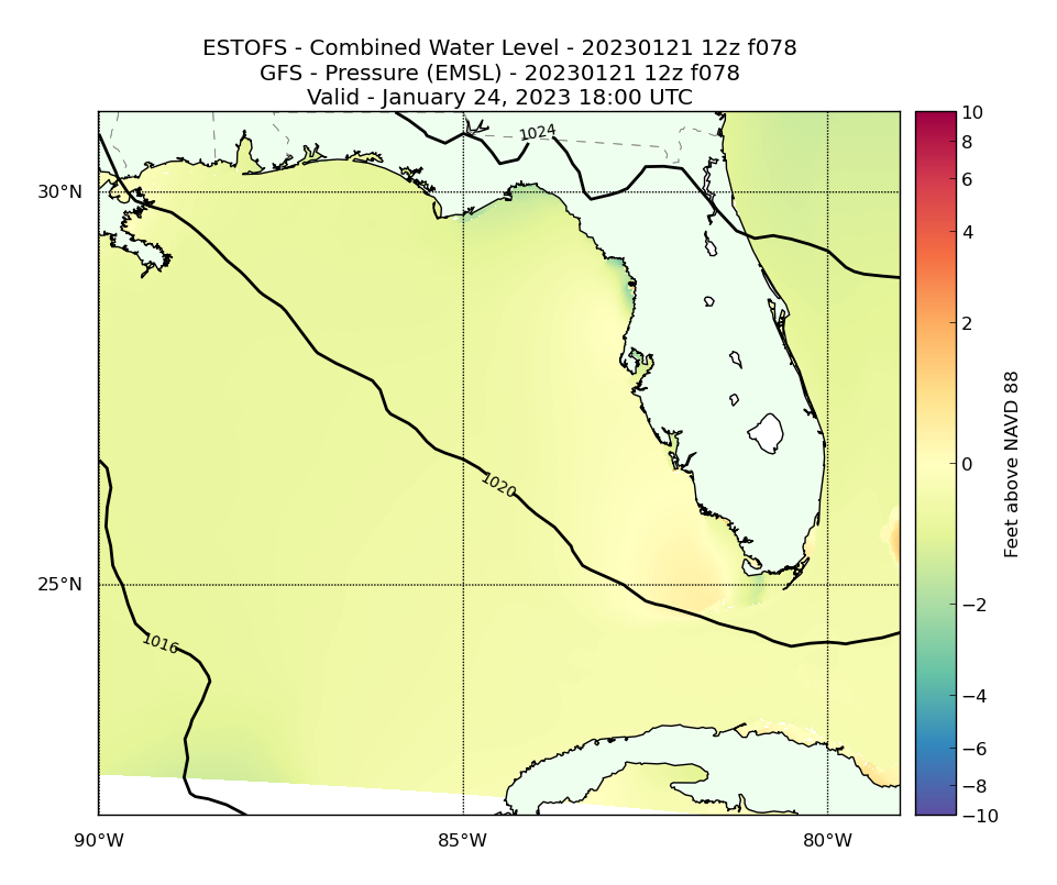 ESTOFS 78 Hour Total Water Level image (ft)