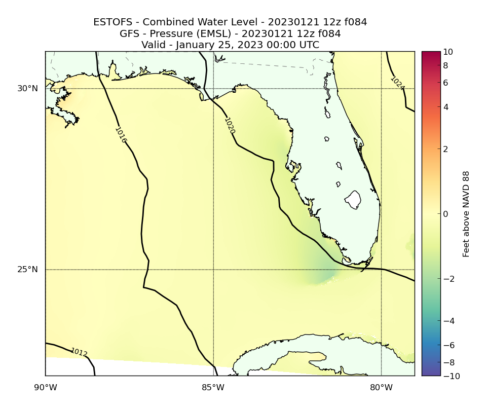 ESTOFS 84 Hour Total Water Level image (ft)