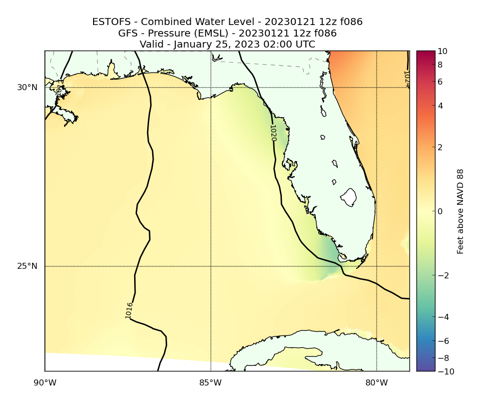 ESTOFS 86 Hour Total Water Level image (ft)