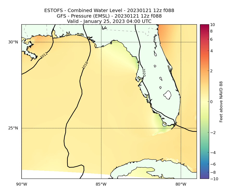 ESTOFS 88 Hour Total Water Level image (ft)