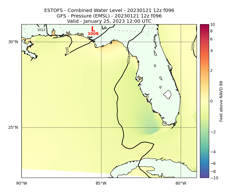 ESTOFS 96 Hour Total Water Level image (ft)