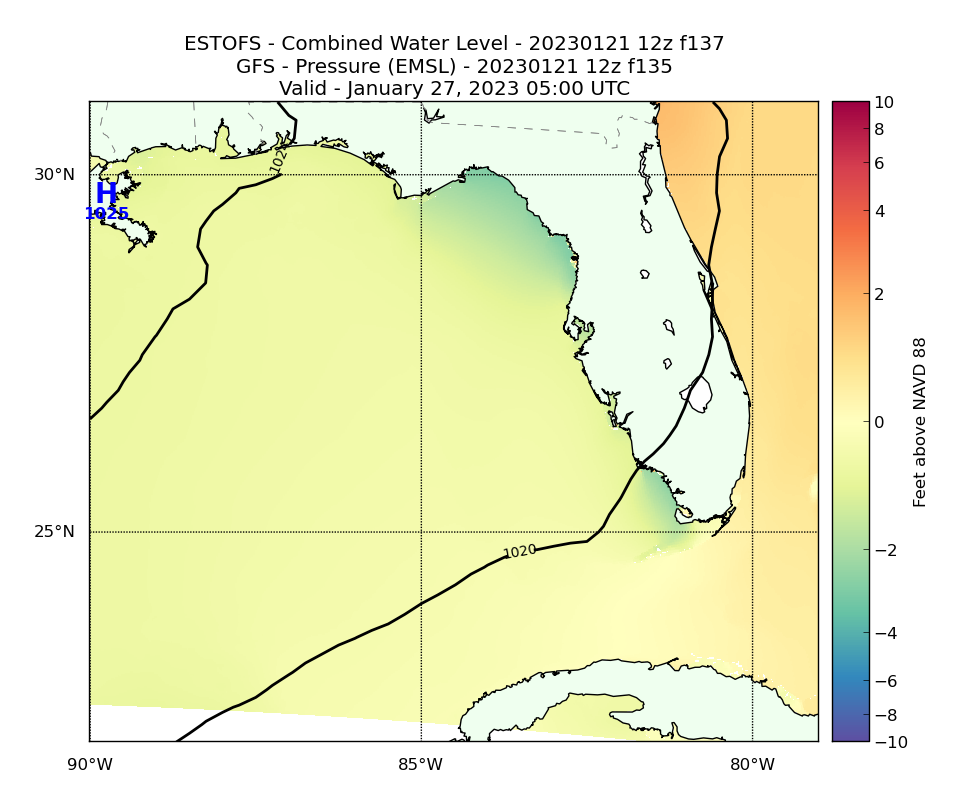 ESTOFS 137 Hour Total Water Level image (ft)