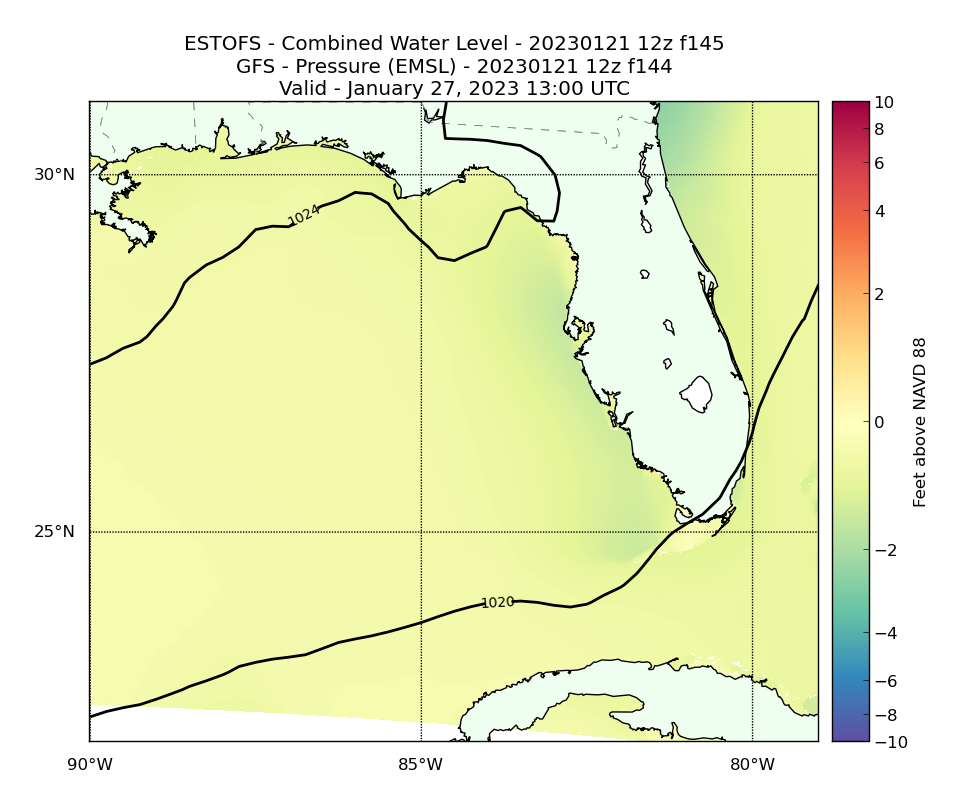 ESTOFS 145 Hour Total Water Level image (ft)