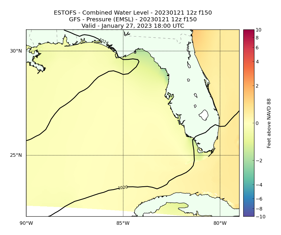 ESTOFS 150 Hour Total Water Level image (ft)