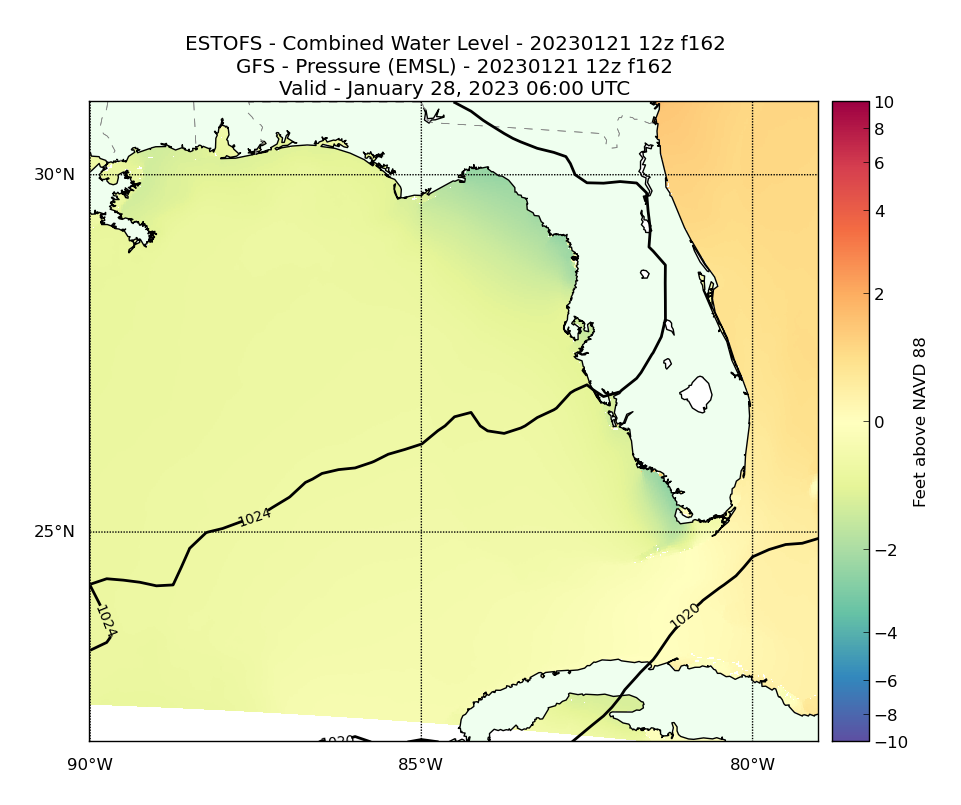 ESTOFS 162 Hour Total Water Level image (ft)