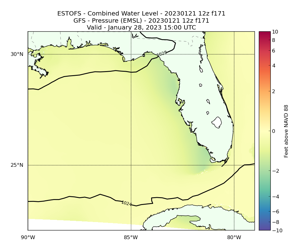 ESTOFS 171 Hour Total Water Level image (ft)