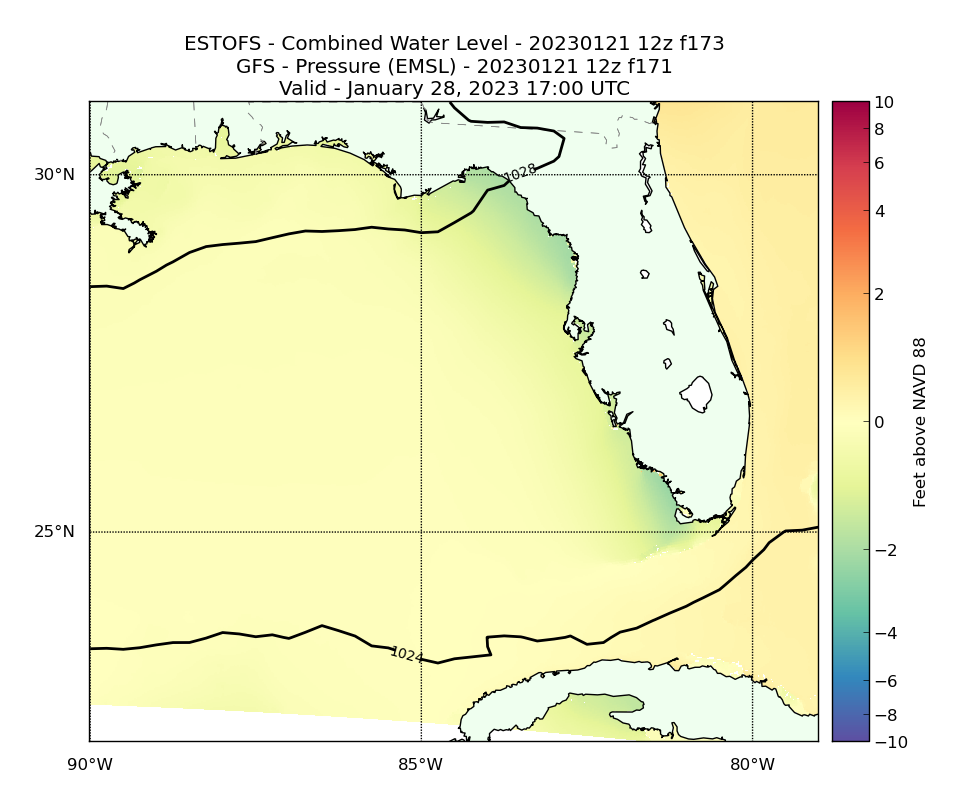 ESTOFS 173 Hour Total Water Level image (ft)