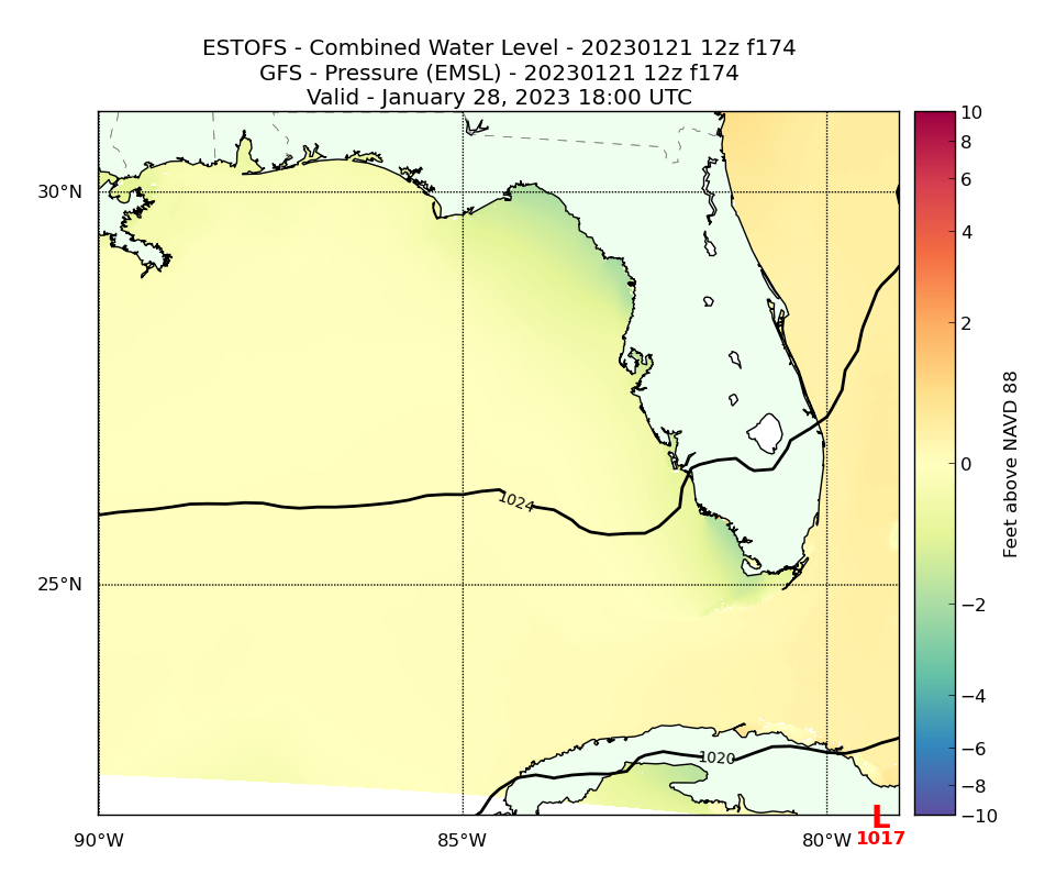 ESTOFS 174 Hour Total Water Level image (ft)
