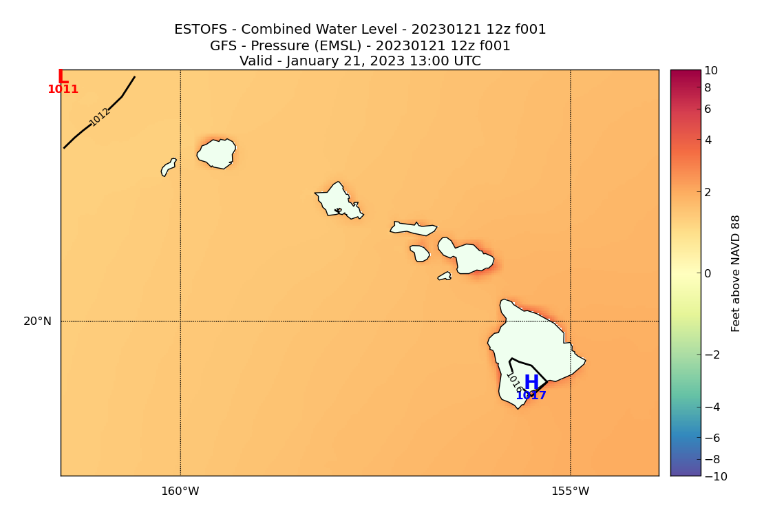 ESTOFS 1 Hour Total Water Level image (ft)