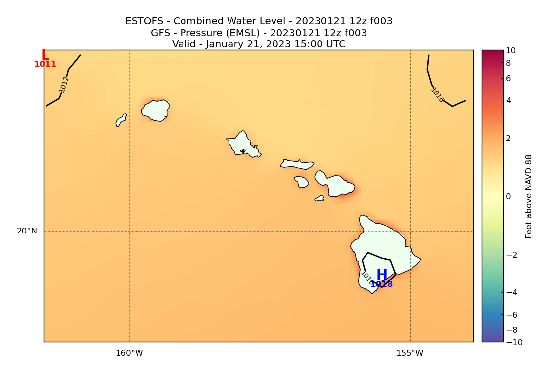 ESTOFS 3 Hour Total Water Level image (ft)