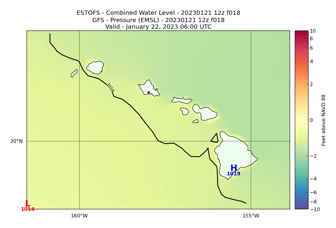 ESTOFS 18 Hour Total Water Level image (ft)