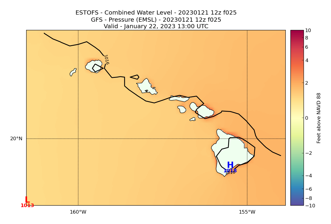 ESTOFS 25 Hour Total Water Level image (ft)