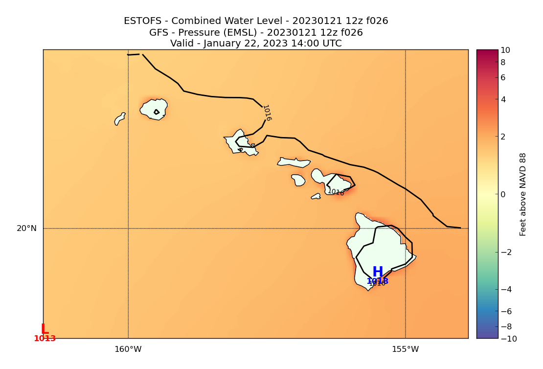 ESTOFS 26 Hour Total Water Level image (ft)