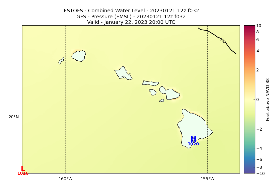 ESTOFS 32 Hour Total Water Level image (ft)