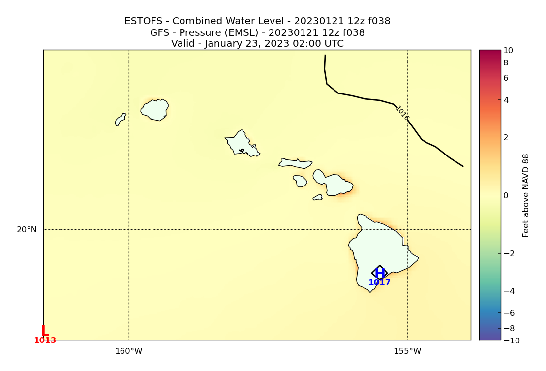 ESTOFS 38 Hour Total Water Level image (ft)
