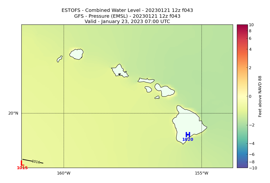 ESTOFS 43 Hour Total Water Level image (ft)