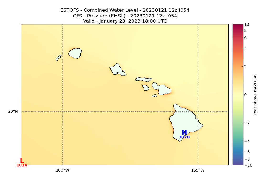 ESTOFS 54 Hour Total Water Level image (ft)