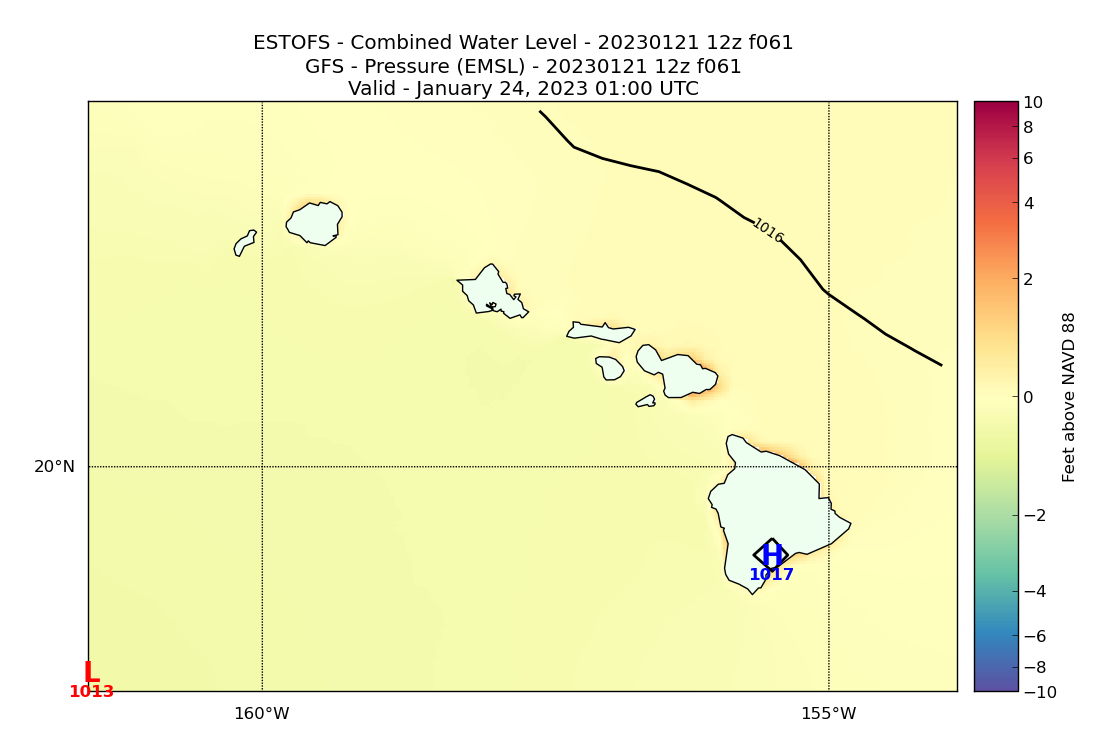 ESTOFS 61 Hour Total Water Level image (ft)