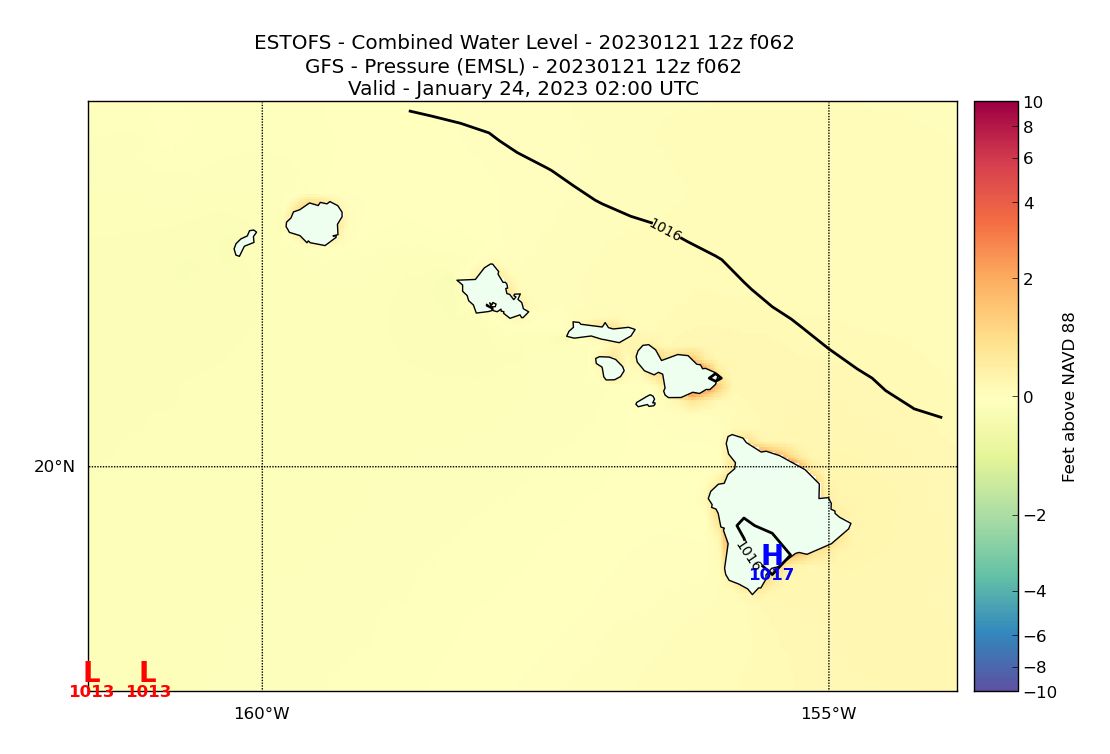 ESTOFS 62 Hour Total Water Level image (ft)