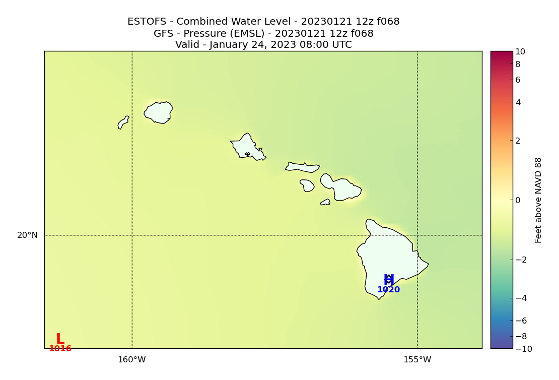 ESTOFS 68 Hour Total Water Level image (ft)
