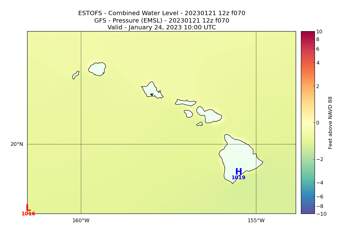 ESTOFS 70 Hour Total Water Level image (ft)
