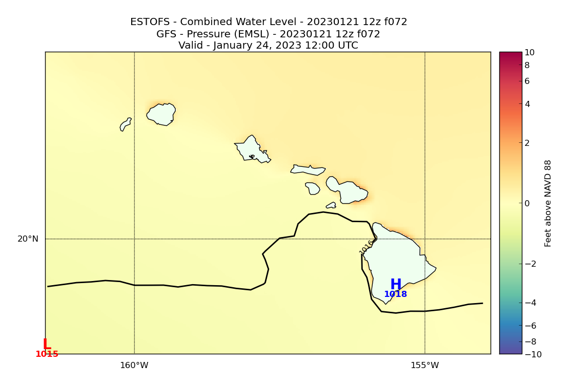 ESTOFS 72 Hour Total Water Level image (ft)