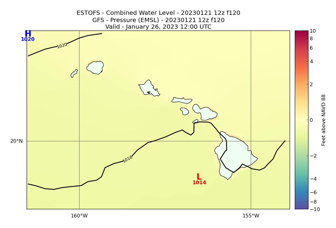 ESTOFS 120 Hour Total Water Level image (ft)