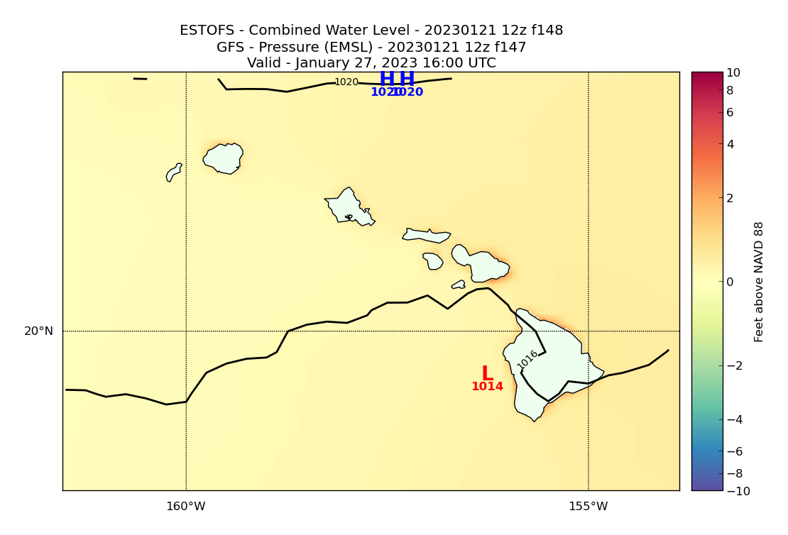 ESTOFS 148 Hour Total Water Level image (ft)