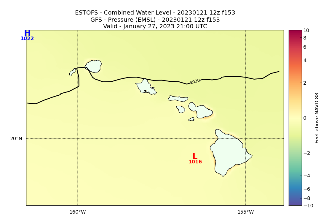 ESTOFS 153 Hour Total Water Level image (ft)