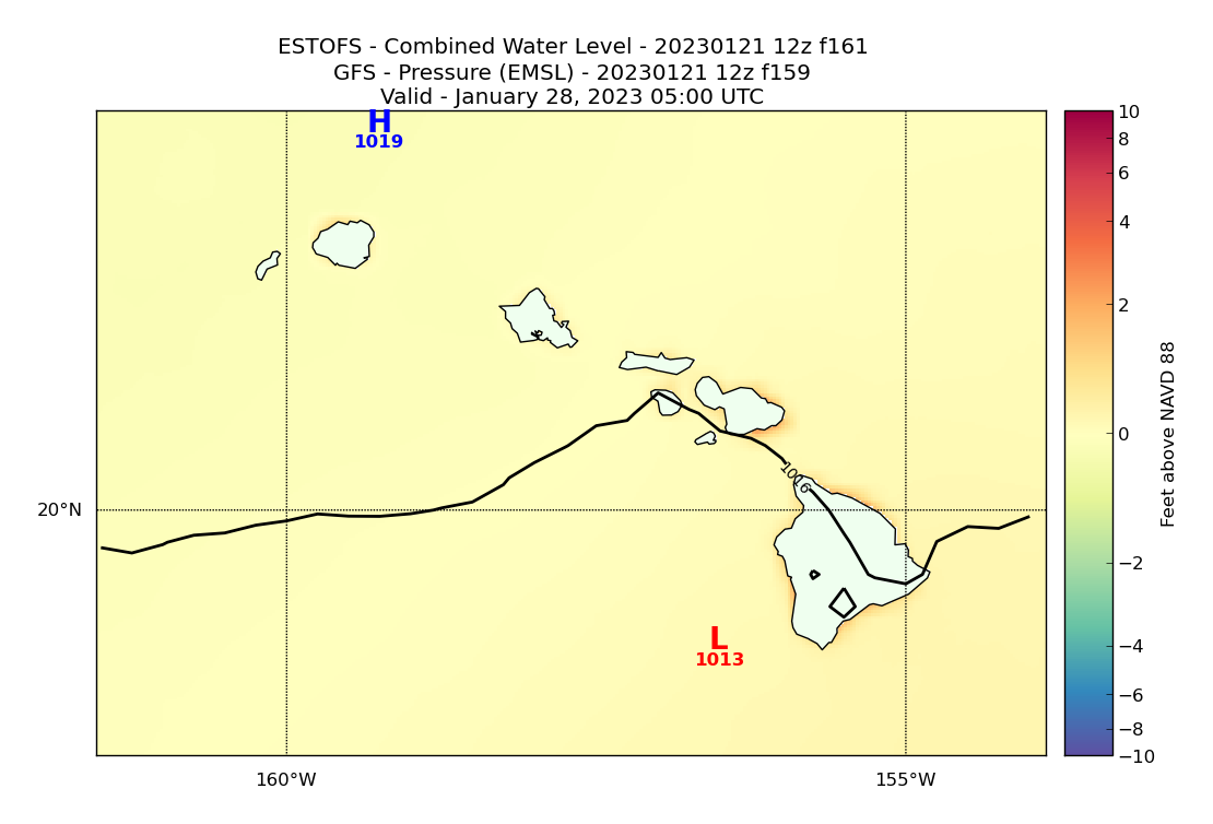 ESTOFS 161 Hour Total Water Level image (ft)