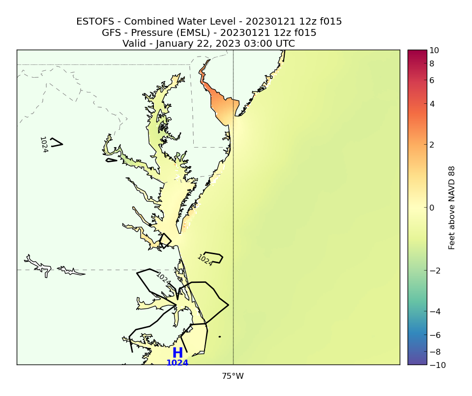ESTOFS 15 Hour Total Water Level image (ft)