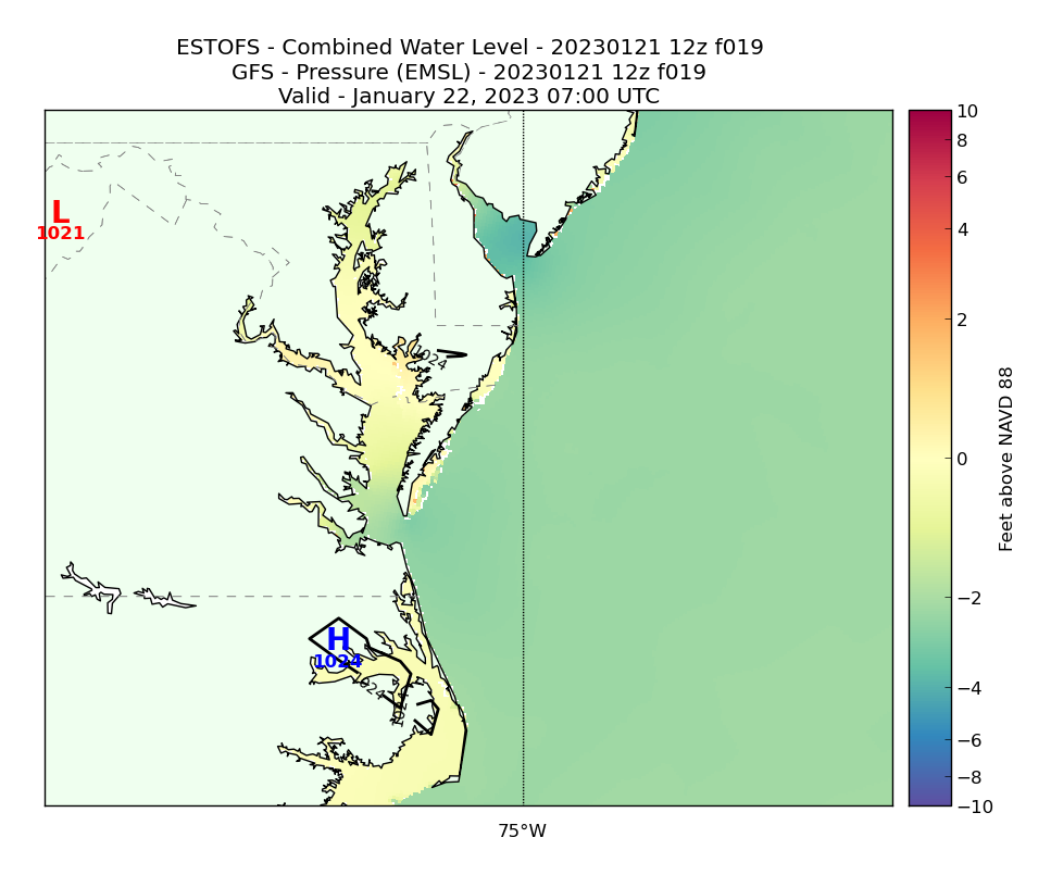ESTOFS 19 Hour Total Water Level image (ft)