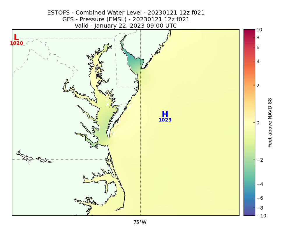ESTOFS 21 Hour Total Water Level image (ft)