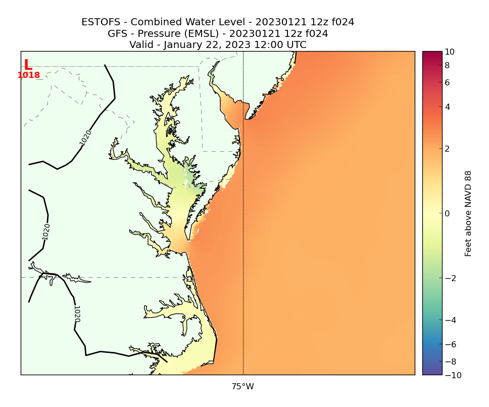 ESTOFS 24 Hour Total Water Level image (ft)