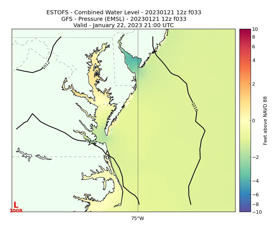ESTOFS 33 Hour Total Water Level image (ft)