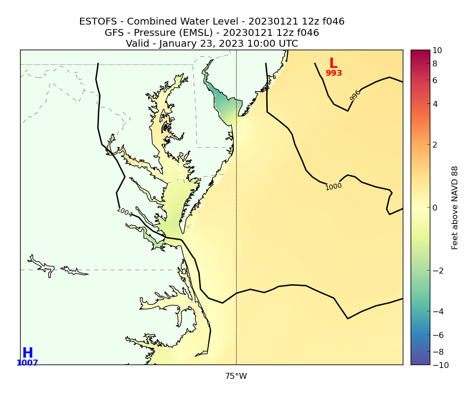 ESTOFS 46 Hour Total Water Level image (ft)