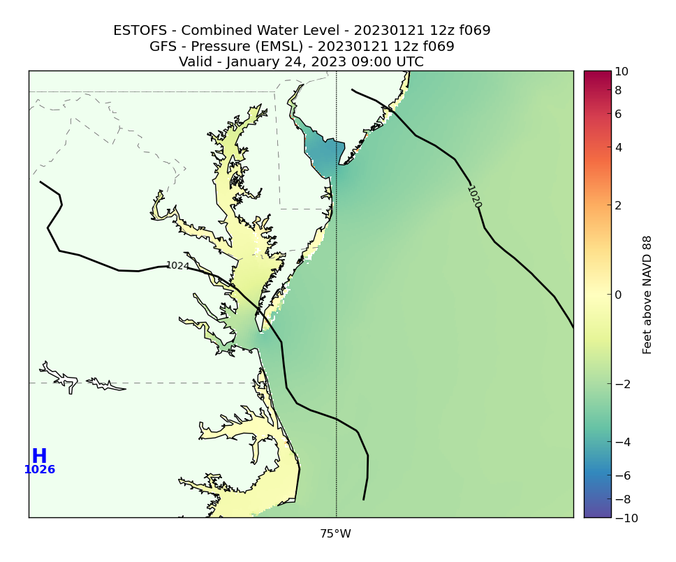 ESTOFS 69 Hour Total Water Level image (ft)