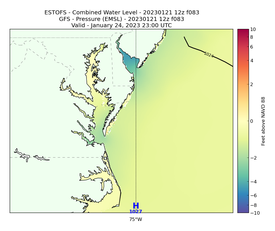 ESTOFS 83 Hour Total Water Level image (ft)