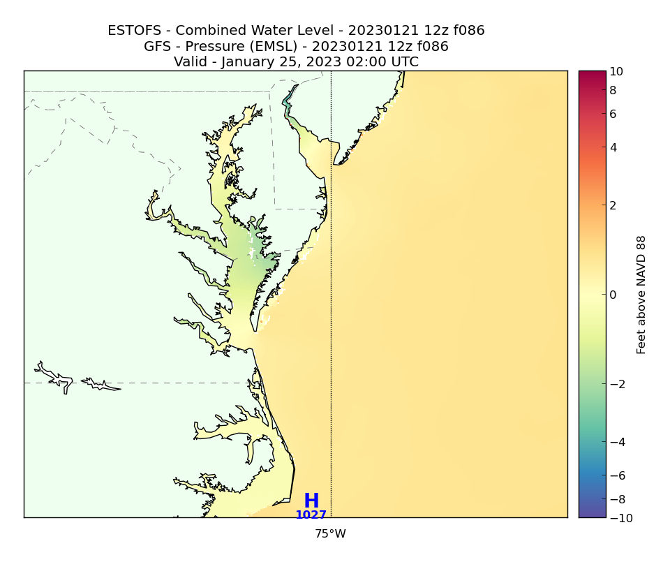 ESTOFS 86 Hour Total Water Level image (ft)